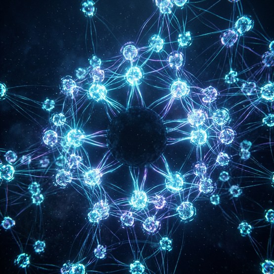 A cluster of connected service nodes with one position empty, the neighbors still lit around the gap